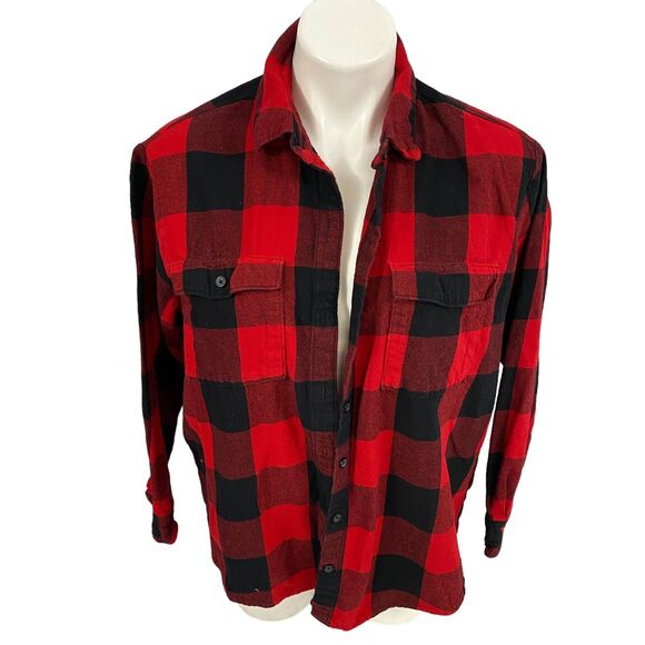 Upcycled Flannel Shirt Womens Medium Shacket Chili Peppers Red Country Grunge - Picture 2 of 16